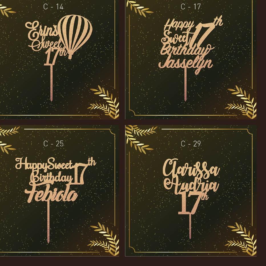 

✨MEN SALE✨ Sweet 17 Caketopper | Topper Akrilik | Hiasan Kue | Bisa Custom Tulisan murah