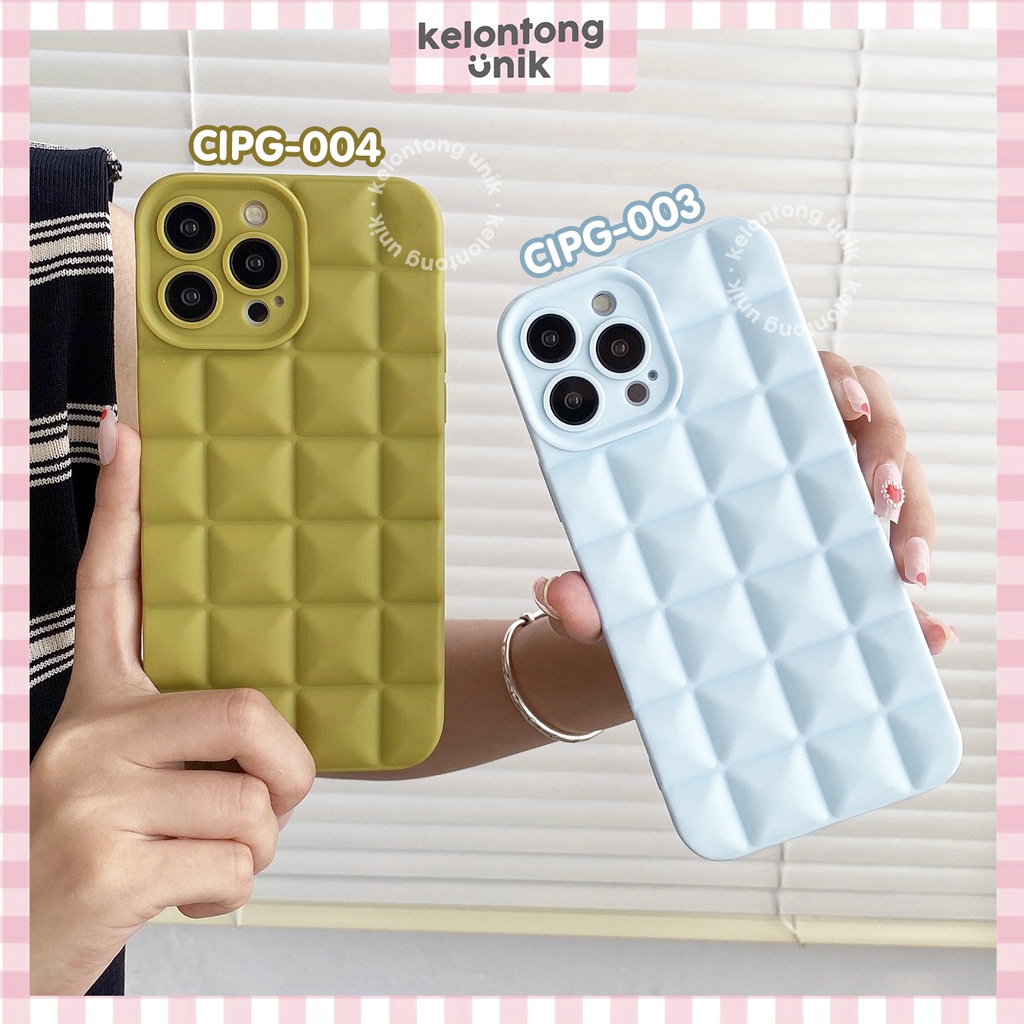 (Seri 2) For iPhone - Waffle Silicone Case/ Puffy Grid Case