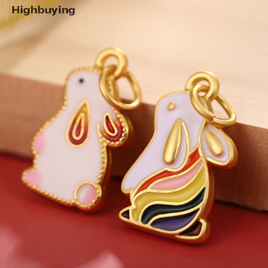 Hbid Zodiak Cina Kelinci Aksesoris alloy Menetes Minyak Kelinci Liontin Kalung DIY Tali Merah Anyaman Perhiasan Glory