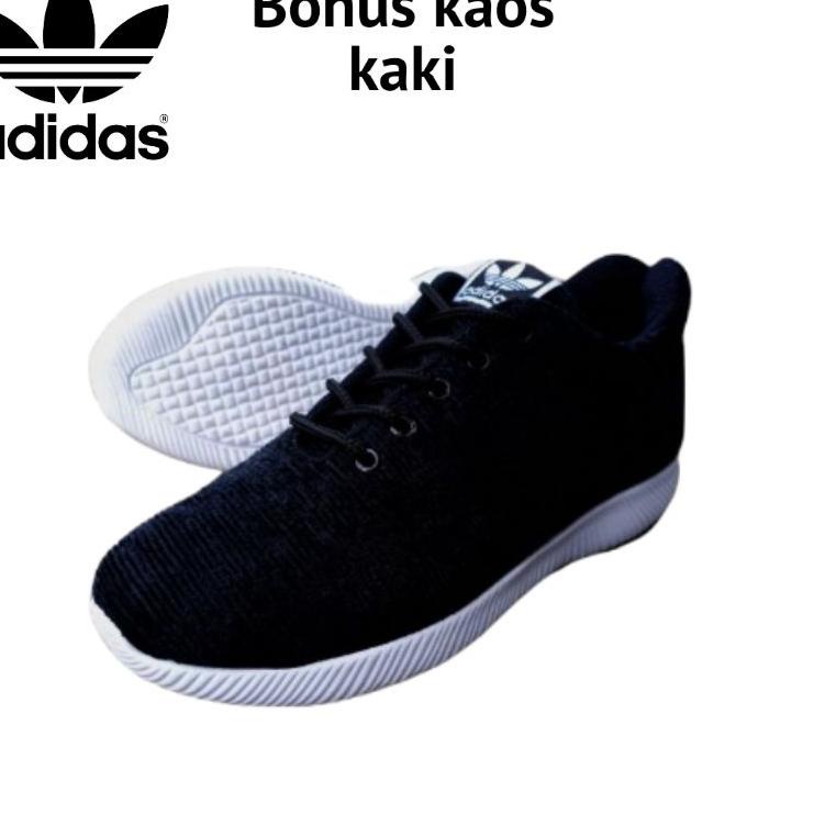 Special Price Sepatu adidas hitam putih / Sepatu Sekolah Hitam Polos Cewek Cowok Sepatu snekers terl