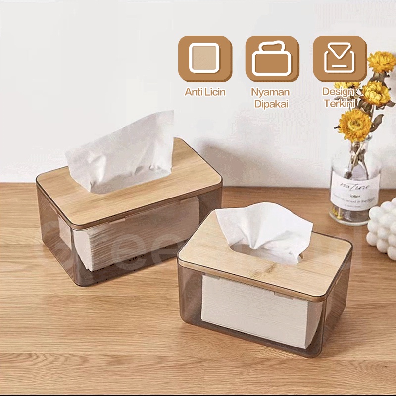 	 Greenland Kotak tissue Kayu Transparan Modern Kotak pennyimpanan Tisue Dapur Kamar Mandi Toilet Mobil Multifungsi Box Wadah Tisu Minimalis HSB639	