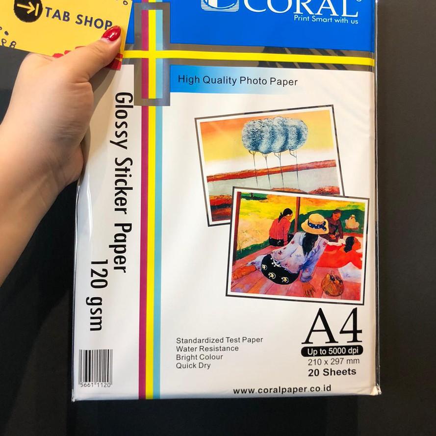 

☻☻► CORAL GLOSSY STICKER A4 120 GSM 20 LEMBAR