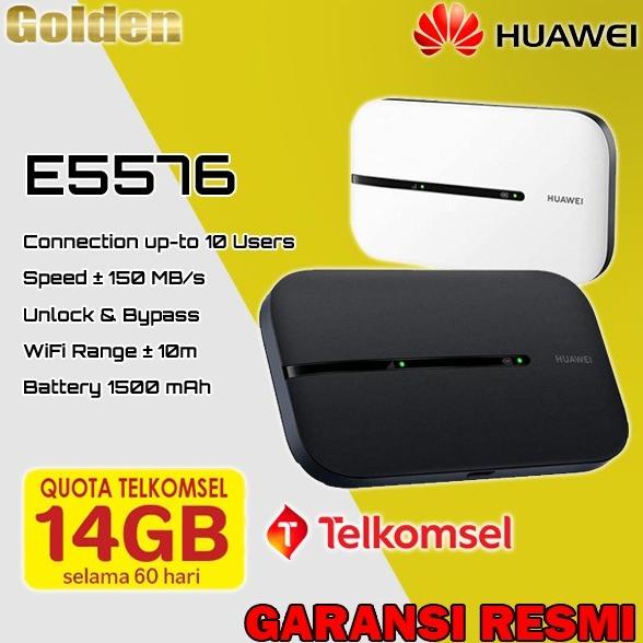 Huawei E5576 Mifi Router Modem Wifi 4G Free Telkomsel 14Gb