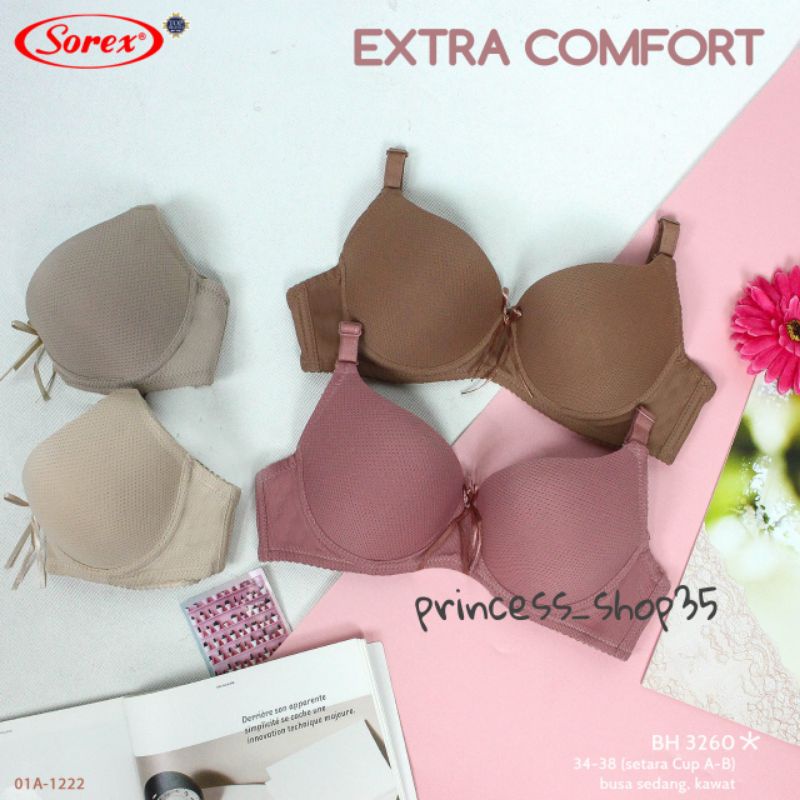 Bra Kawat Sorex 3260 Busa Sedang Kait 2 Setara Cup A / Bh Wanita Sorex Extra Comfort