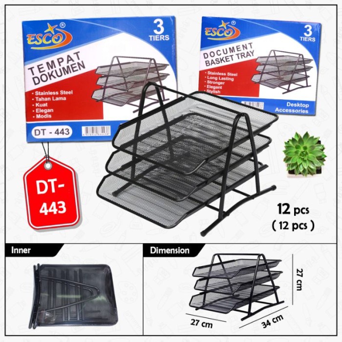 

DISKON Document Tray 3 Tingkat document organizer rak kertas file Code 1100