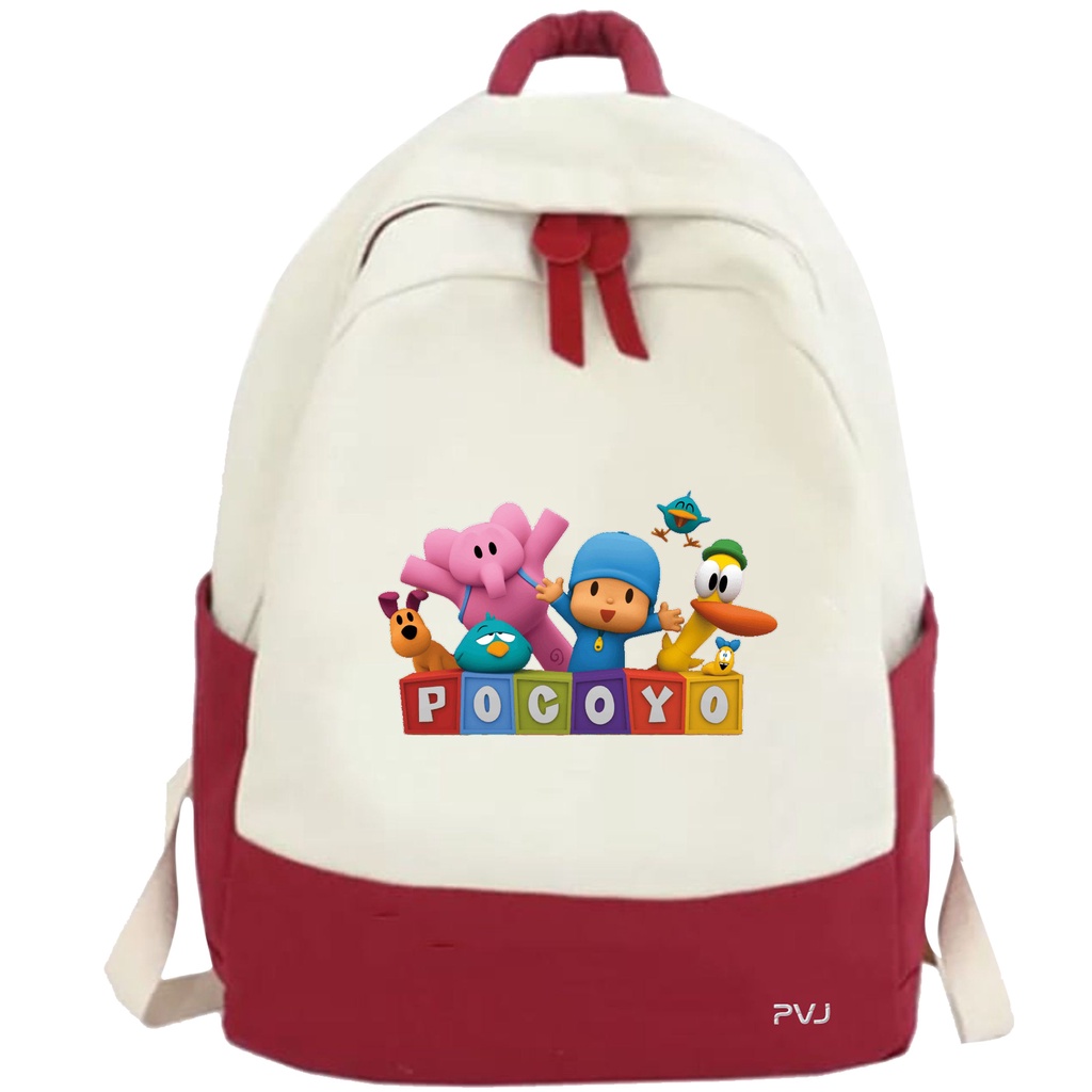 PVJ - Tas Anak Sekolah SD Motif Pocoyo Ransel Laki-laki dan Perempuan