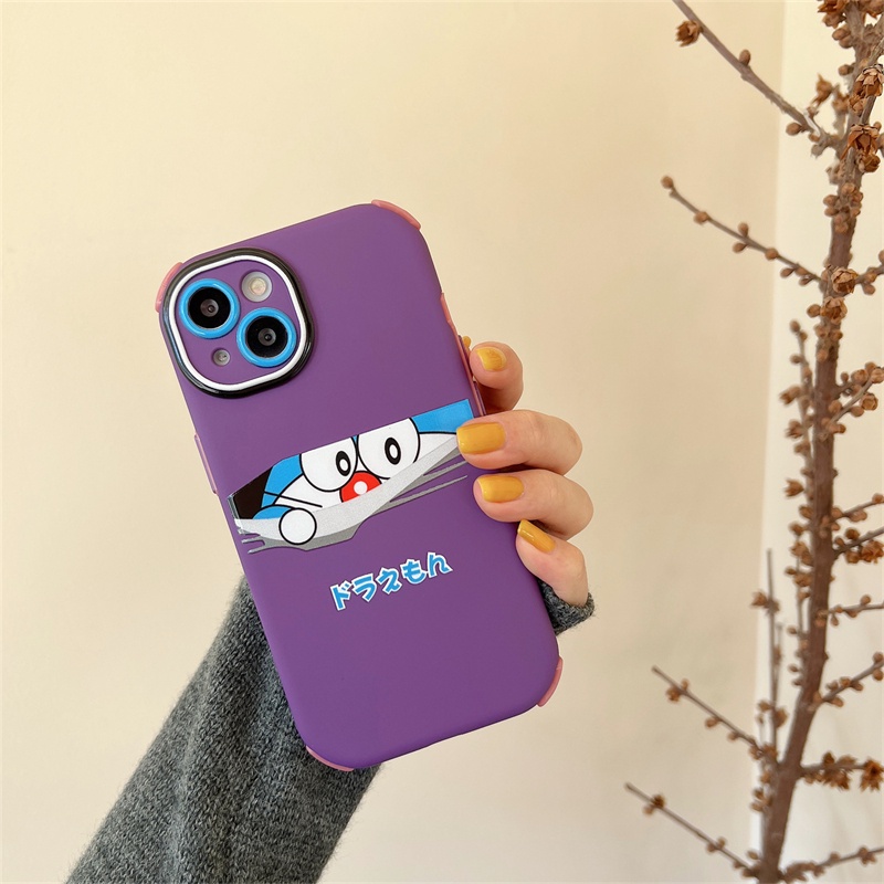 IPHONE Kartun Animasi Doraemon 2-in-1 Casing Pelindung Untuk Iphone14 13 12 11 Pro Max 14Plus Crayon Kecil Baru Presisi Lubang Anti Jatuh Case