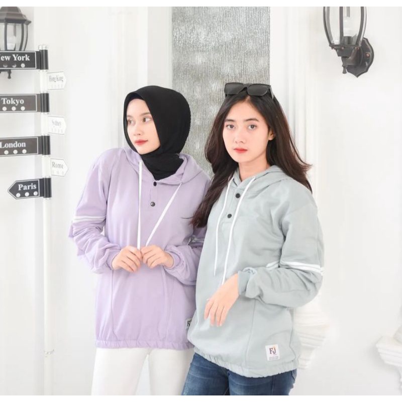 Sweater Wanita Oversize Hoodie V Scarla