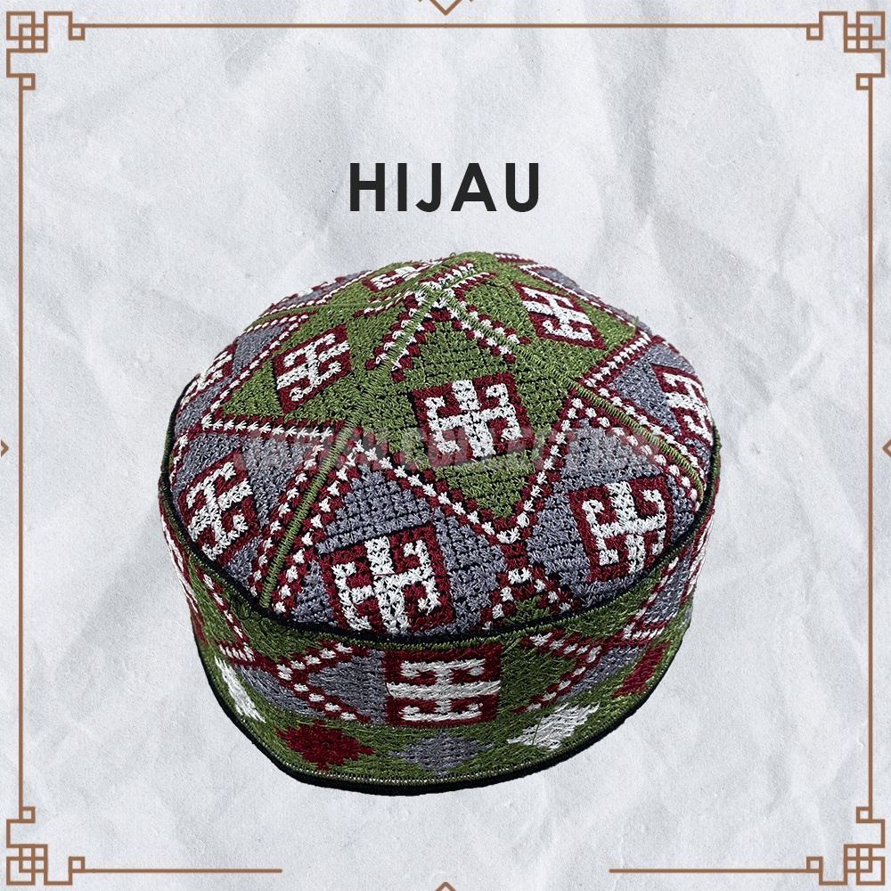 Peci PAKISTAN Motif Ovais Cap Full Bordir Kopiah Haji Premium Sholat Santri Pria Dewasa Anak Laki Kopyah Bulat Solat Pesantren Hitam Item Putih Hijau Biru Maroon Coklat Kopeah Murah Ori Original Polos Model Bordil Songkok Pakistan Kopia Motip Kupiah Impor