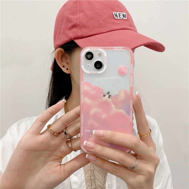 IPHONE Casing Ponsel Motif Awan Hutan Gunung Bening Untuk Iphone7 8 Plus11 12 13 Pro Max X XS Max XR SE2020 Cover Case Transparan