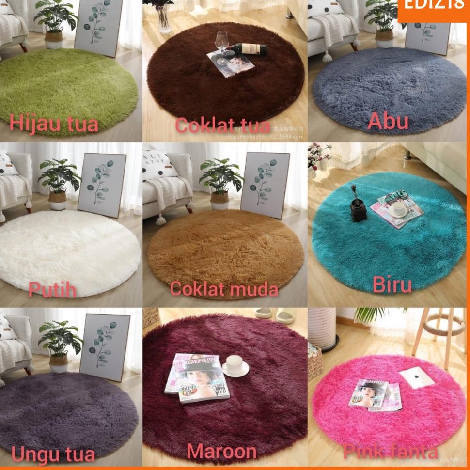 Karpet Bulat Polos Karpet Lantai Dekorasi Ruangan Diameter 1 Meter "LAN.11De22ᴮ"