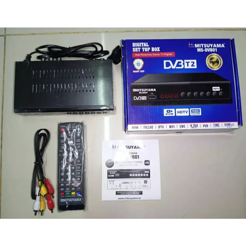 Set Top Box Mitsuyama Alat Penerima Siaran TV Digital | stb set top box mitsuyama MS-DVB 01 untuk siaran digital full HD support wifi youtube | Mitsuyama DVB -T2-01 set topbox tv analog ke digital | FMS