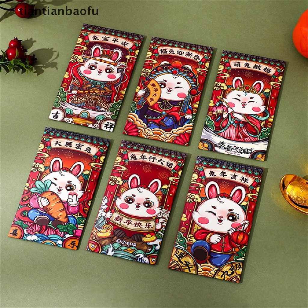 [tiantianbaofu] 2023tahun Baru Amplop Merah Festival Musim Semi Kelinci Lucu Kantong Merah Keberuntungan Paket Uang Kartun Hadiah Tas Butik