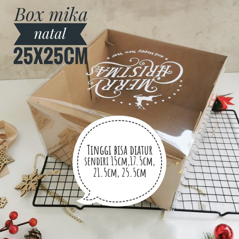 

Cake Box Mika Natal Dus Kotak kue Christmas 25X25 adjustable height tinggi bisa diatur