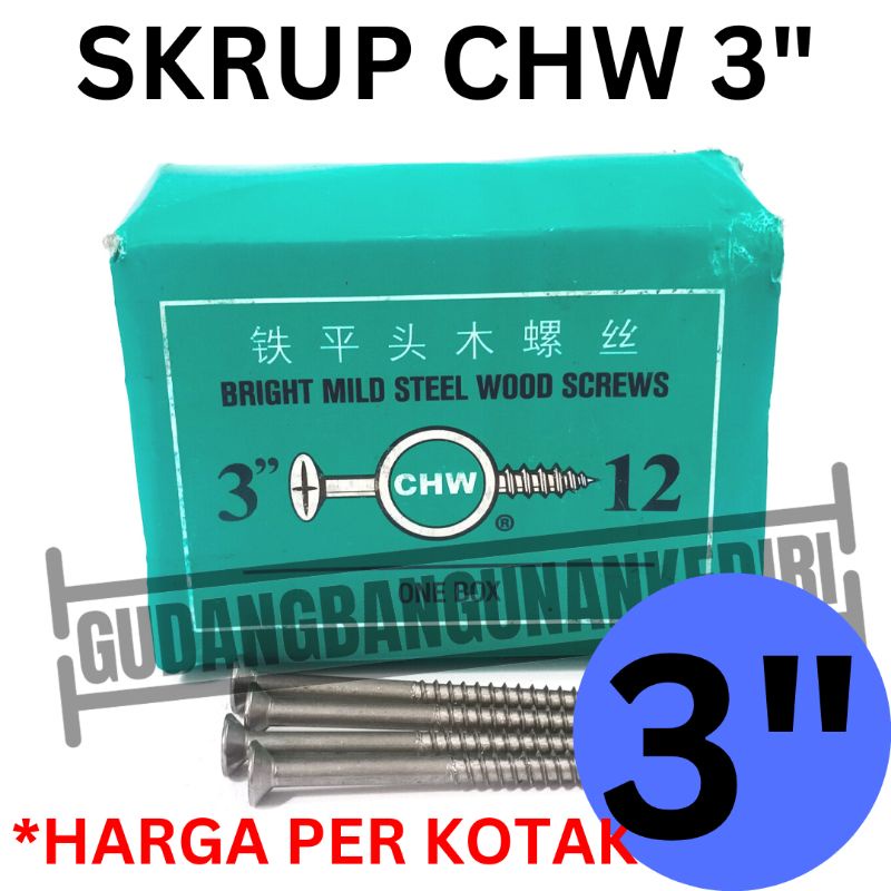 sekrup skrup kayu chw 3 inch 3inch (+) wood screws chw 3&quot;