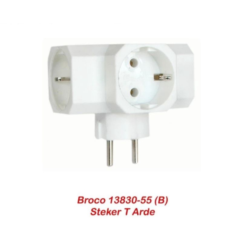 STEKER TEE ARDE BROCO Three Way Adapter Plug 13830 10A 250V