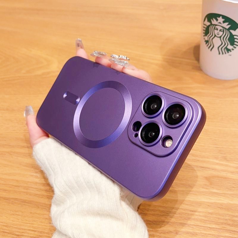 Casing Soft Silicone Case For iPhone 14 Pro Max 13 12 14 Plus Magnetic Case with Lens Protector