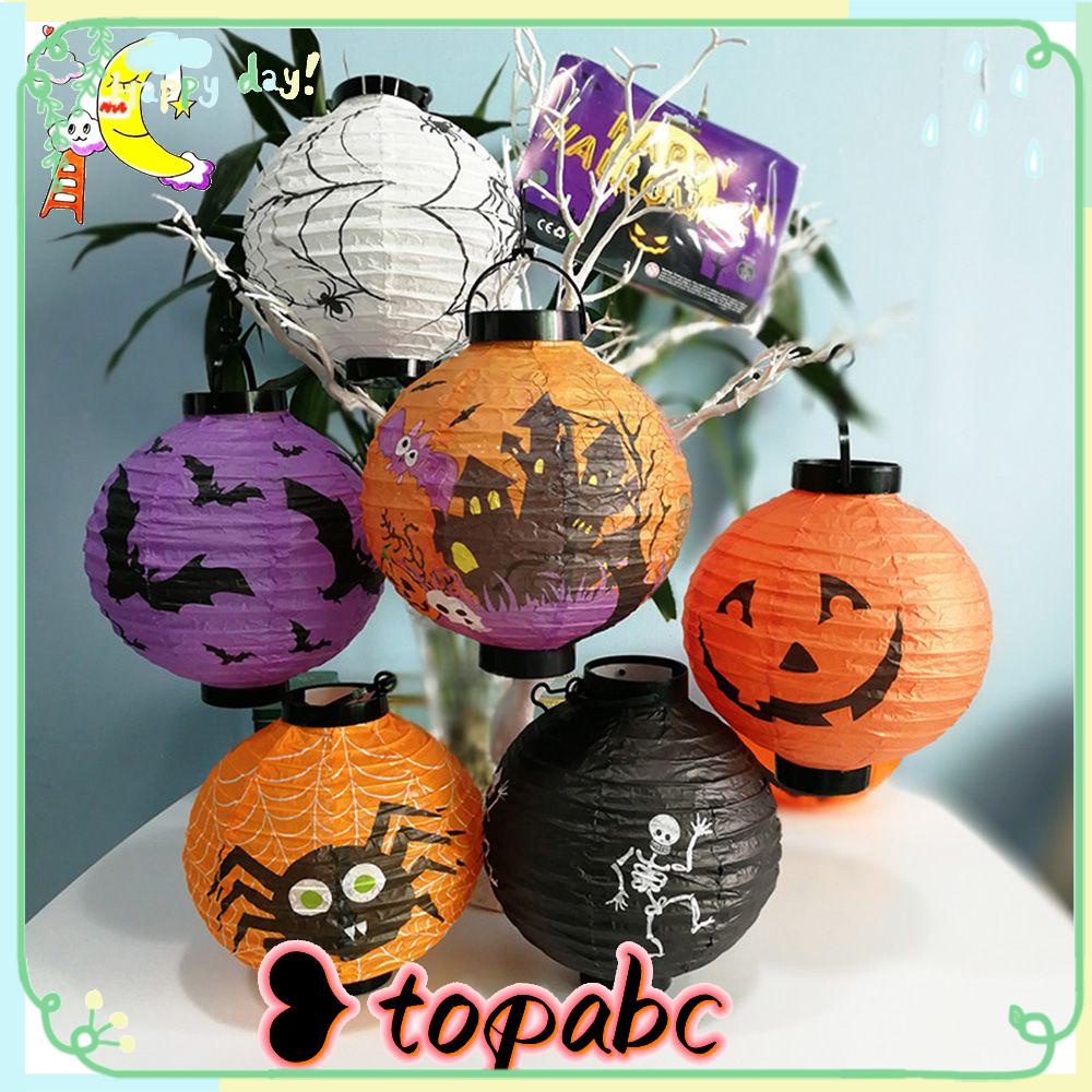 Top 2PCS Dekorasi Halloween Portable Pumpkin Spider Hanging Ball Lampion Kertas