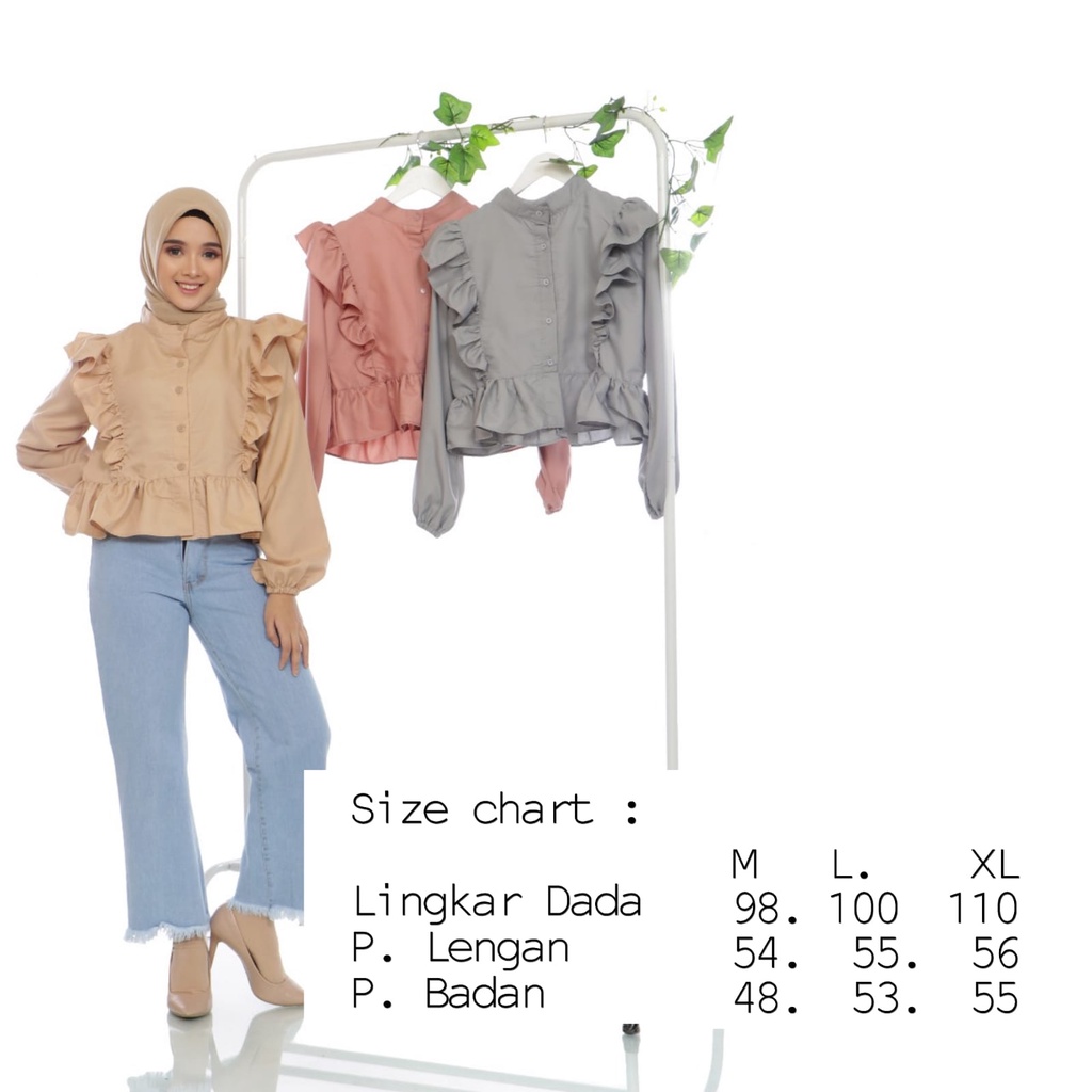 Croptee Ruffle Varisha - Atasan Crop Wanita Bahan Katun Ima