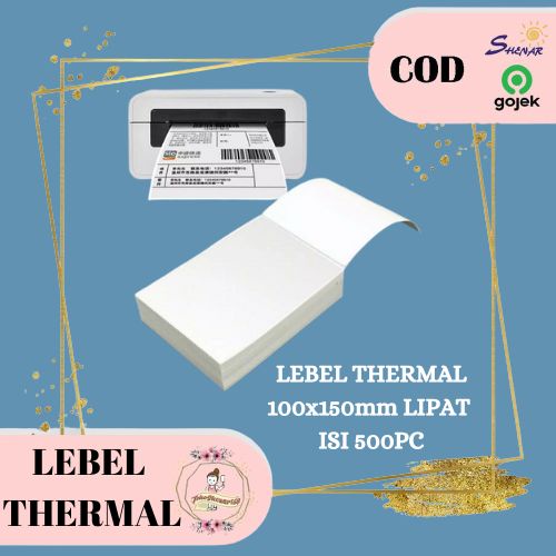 

SHENAR KERTAS STICKER LEBEL / KERTAS LABEL THERMAL UK. 100x150 Isi 500pc LIPAT / THERMAL PAPER ROLL TEBAL