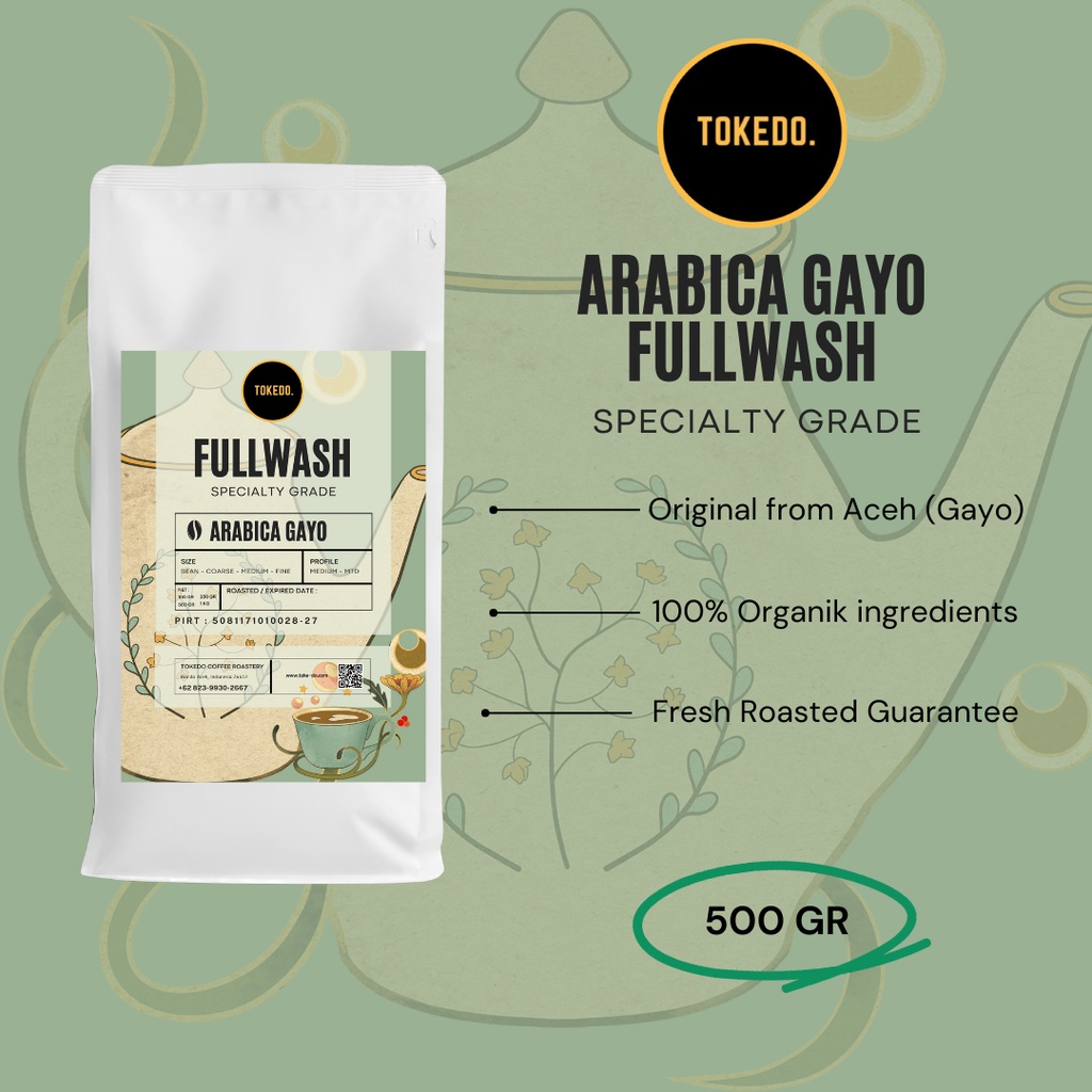 

Kopi Arabica Gayo Fullwash Biji Roasting dan Bubuk 500 gr TOKEDO