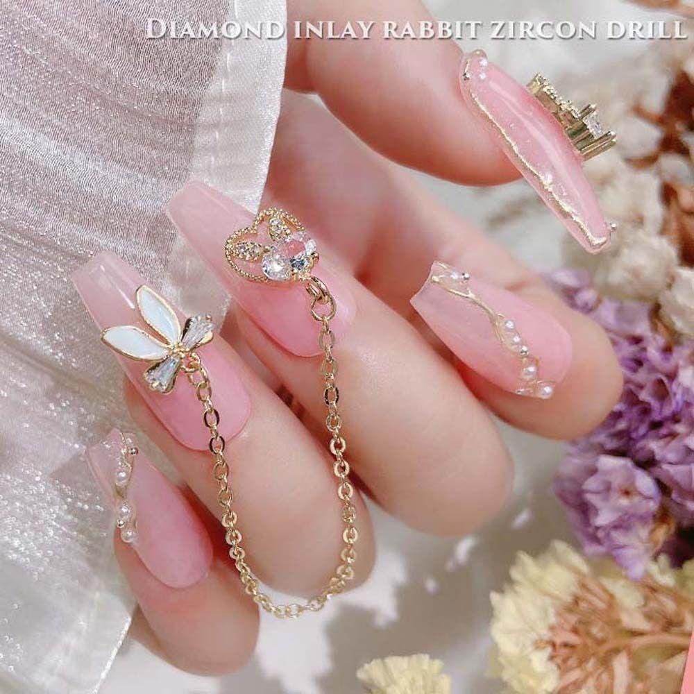 Mxbeauty Hiasan Kuku Imlek Nail Art Perhiasan Cinta Hati Tahun Baru Nail Art Berbentuk Hati Manikur Aksesoris