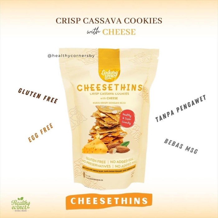 

TERLARIS Ladang Lima Gluten Free CHEESETHINS Healthy Cookies Kue Sehat 80 gr