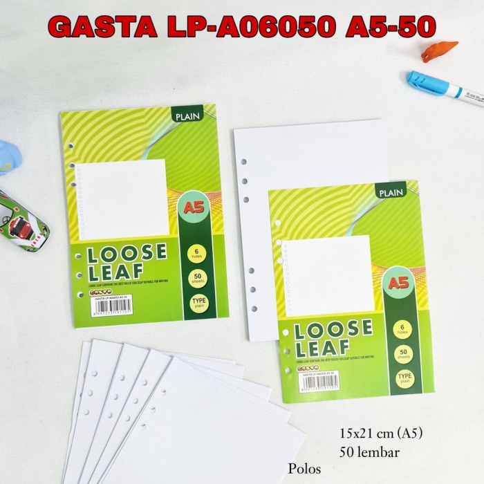 

PRO Loose Leaf Gasta A5-50 6 Ring/Kertas Binder - Polos