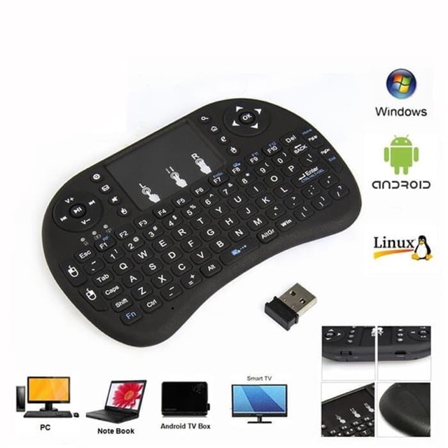 Keyboard Air Mouse i8 Mini Keypad Wireless Touchpad LED Backlight TAFFWARE Bisa Berganti Warna