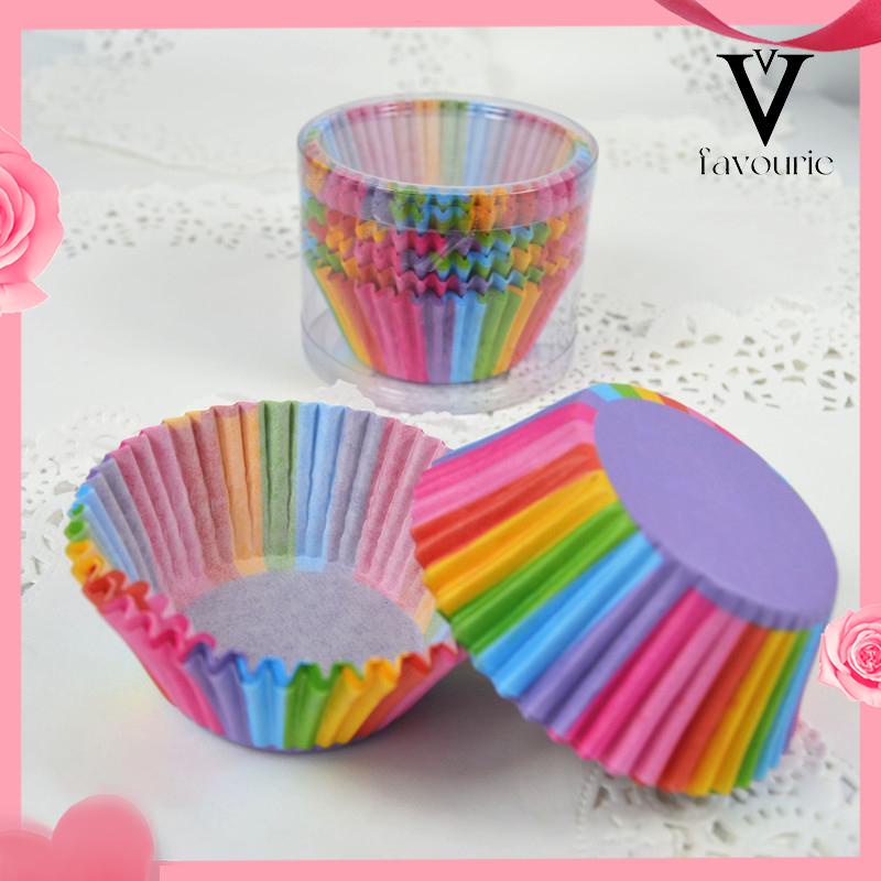 COD100 Pcs Muffin Warna-warni Cupcake Kertas Cangkir Kue Kotak Kue Cup Case Cup Cake Kertas Kue-FA