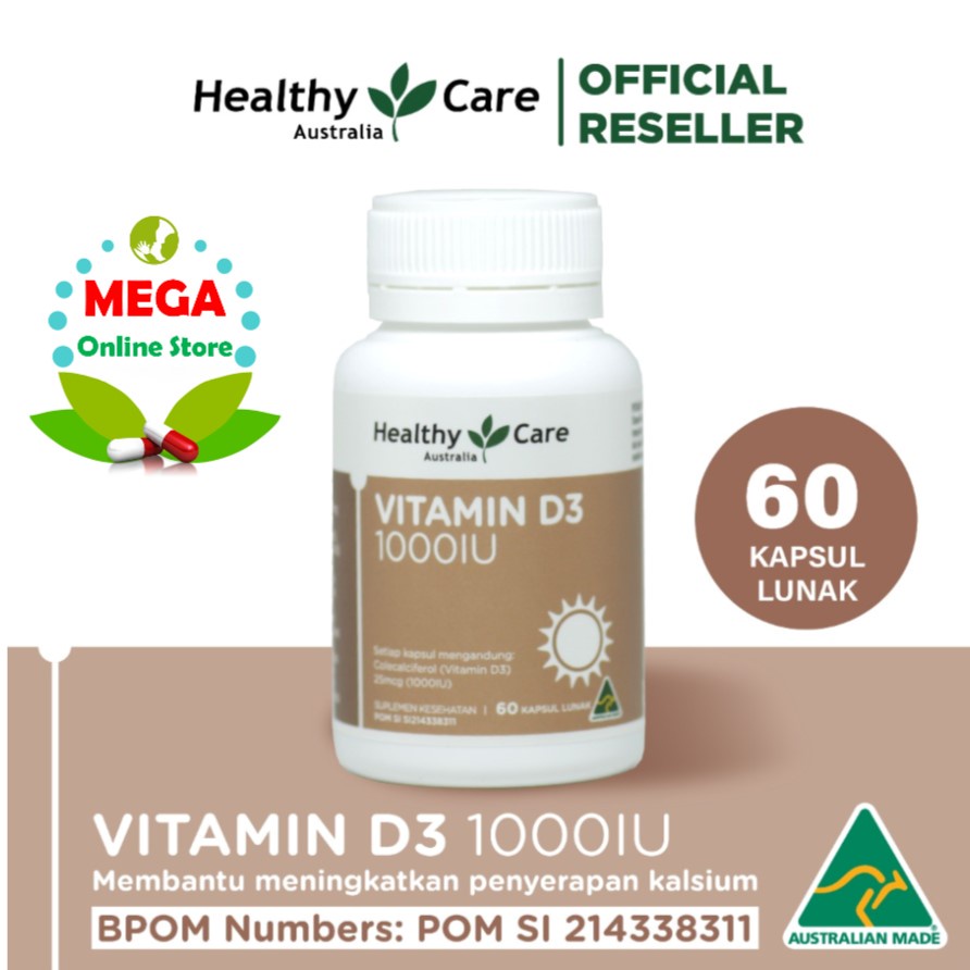 BPOM Healthy Care Vitamin D3 1000 IU - 60 kapsul