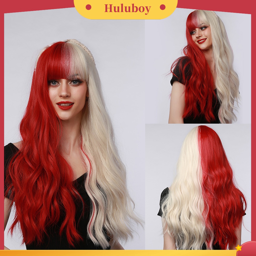 Wig Cosplay Model Panjang Breathable Dua Warna Ombre Untuk Wanita