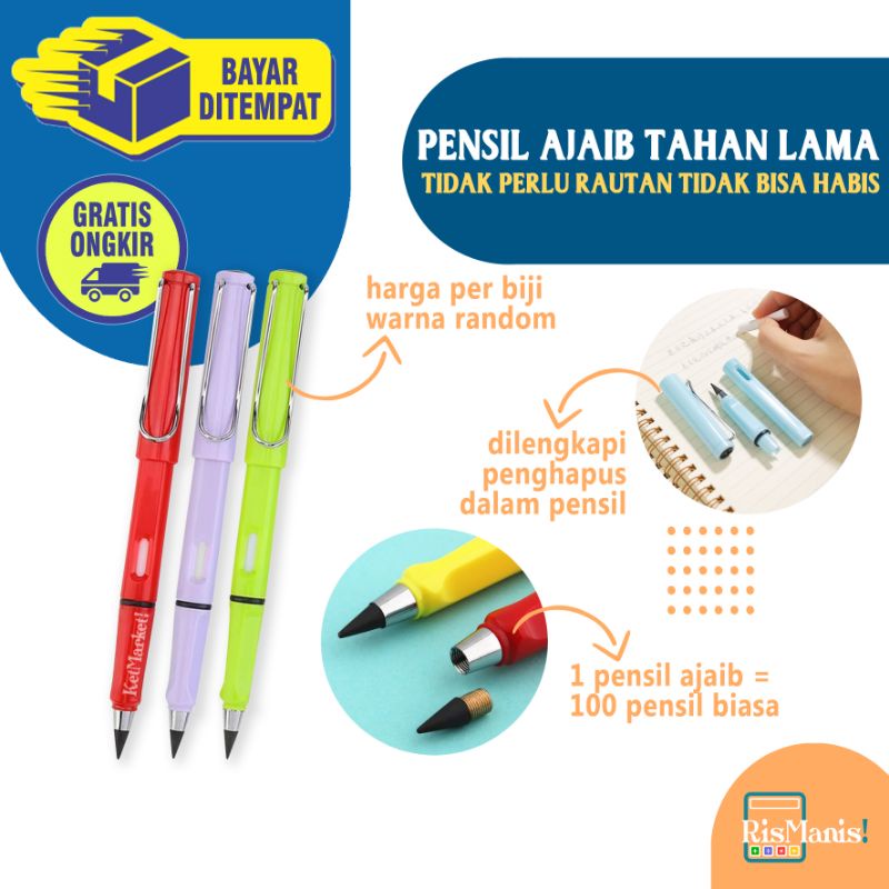 UNLIMITED EVERLASTING PENCIL - 1 pcs Pensil HB Premium Ajaib Tahan Lama Awet Tanpa Rautan Tidak Bisa Habis Eternal Tanpa Batas Pen Alat Tulis Sekolah Peralatan Kantor Stationary Mahasiswa Kuliah