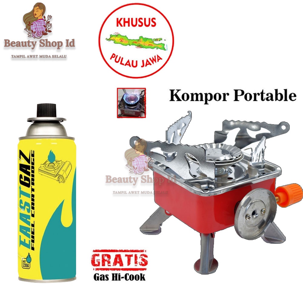 BEAUTY JAYA - Kompor Camping Gas Kotak Mini Portabel Stove Mini Alat Masak Gunung Free 1Tabung Gas Hi Cook