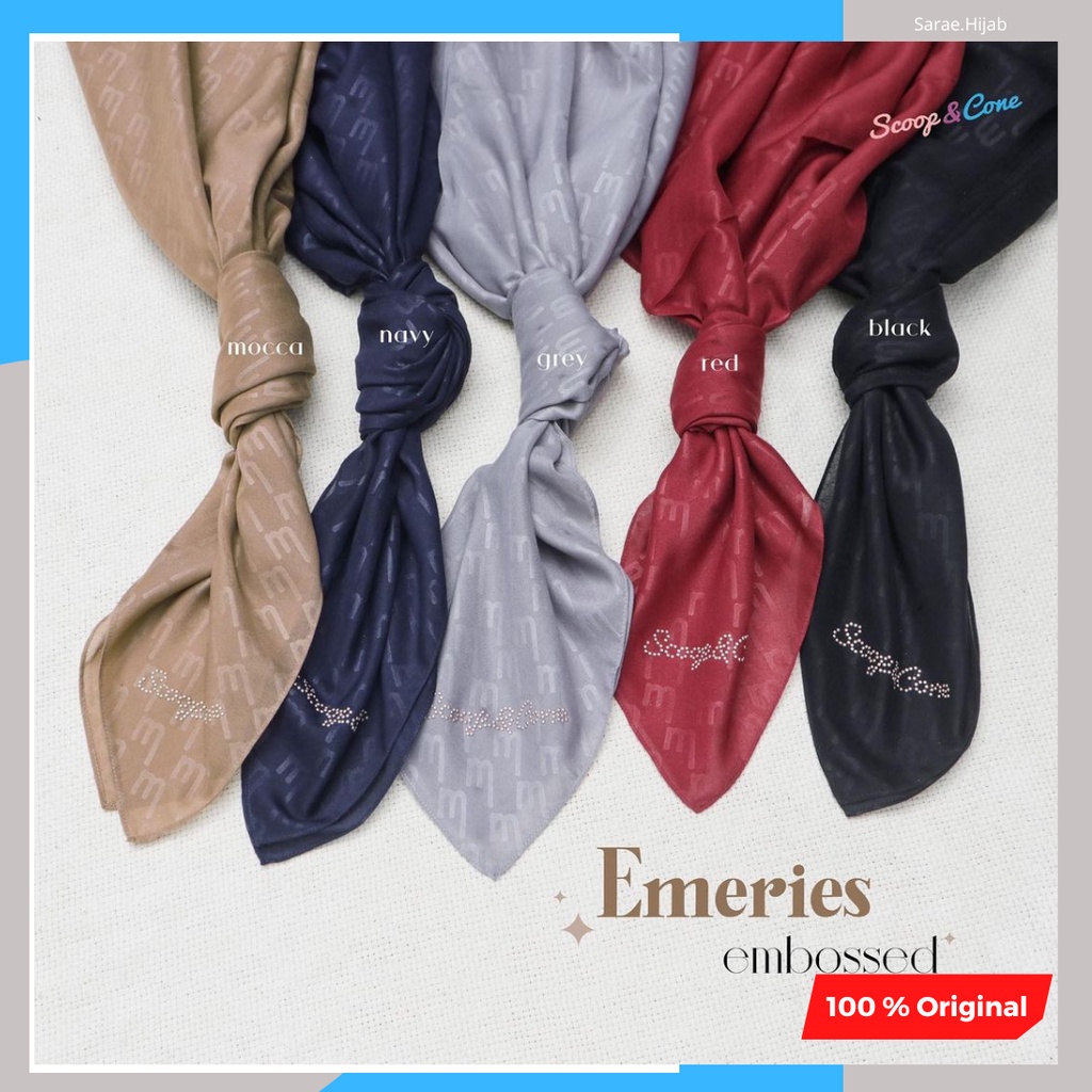 Kerudung Hijab Jilbab Monel Emeries Embossed Ori Voal Segi Empat Terbaru