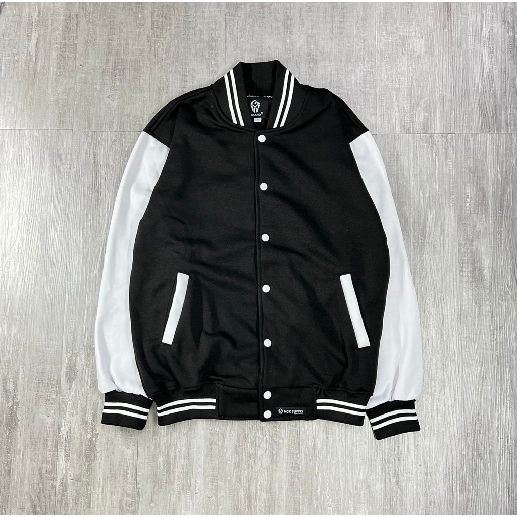 NGK Jaket Varsity Polos Blackwhite