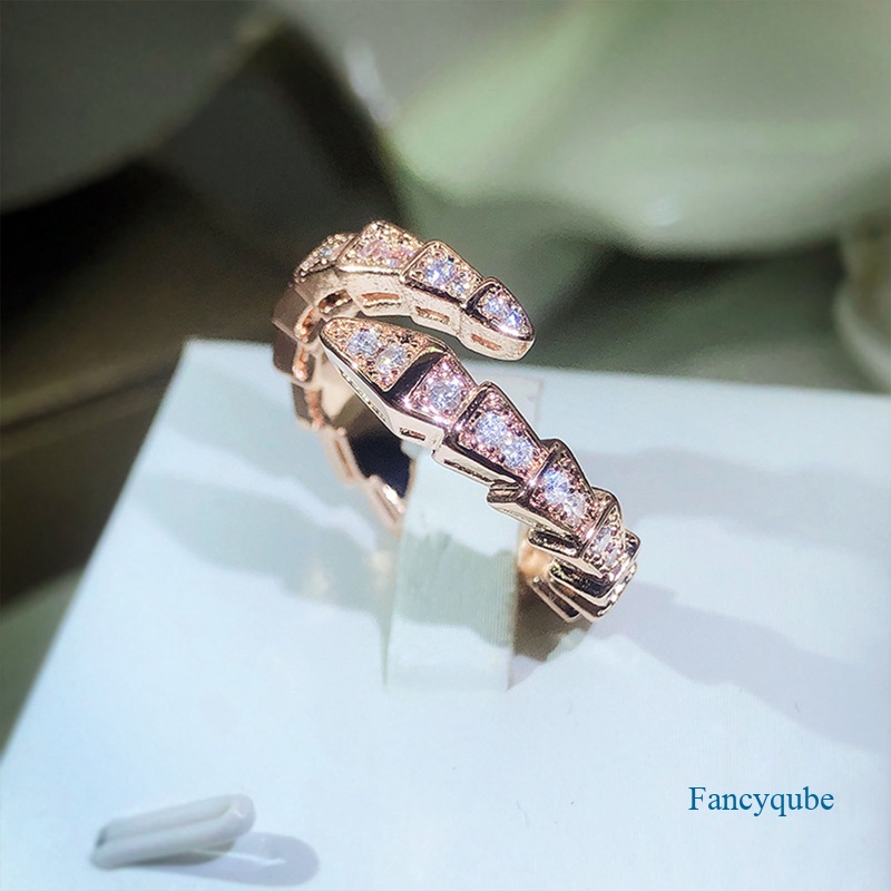 Fancyqube Jepang Cahaya Mewah Cincin Ular 925cap Sederhana Perempuan Pembukaan Adjustable Ular Cincin Hip Hop Pesta Ulang Tahun Perhiasan Hadiah