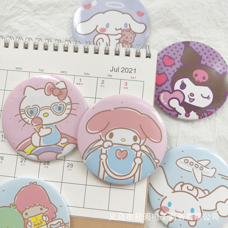 CERMIN KACA BULAT MINI CINNAMOROLL MELODY KUROMI HELLO KITTY TWIN STARS  KIKI LALA SANRIO