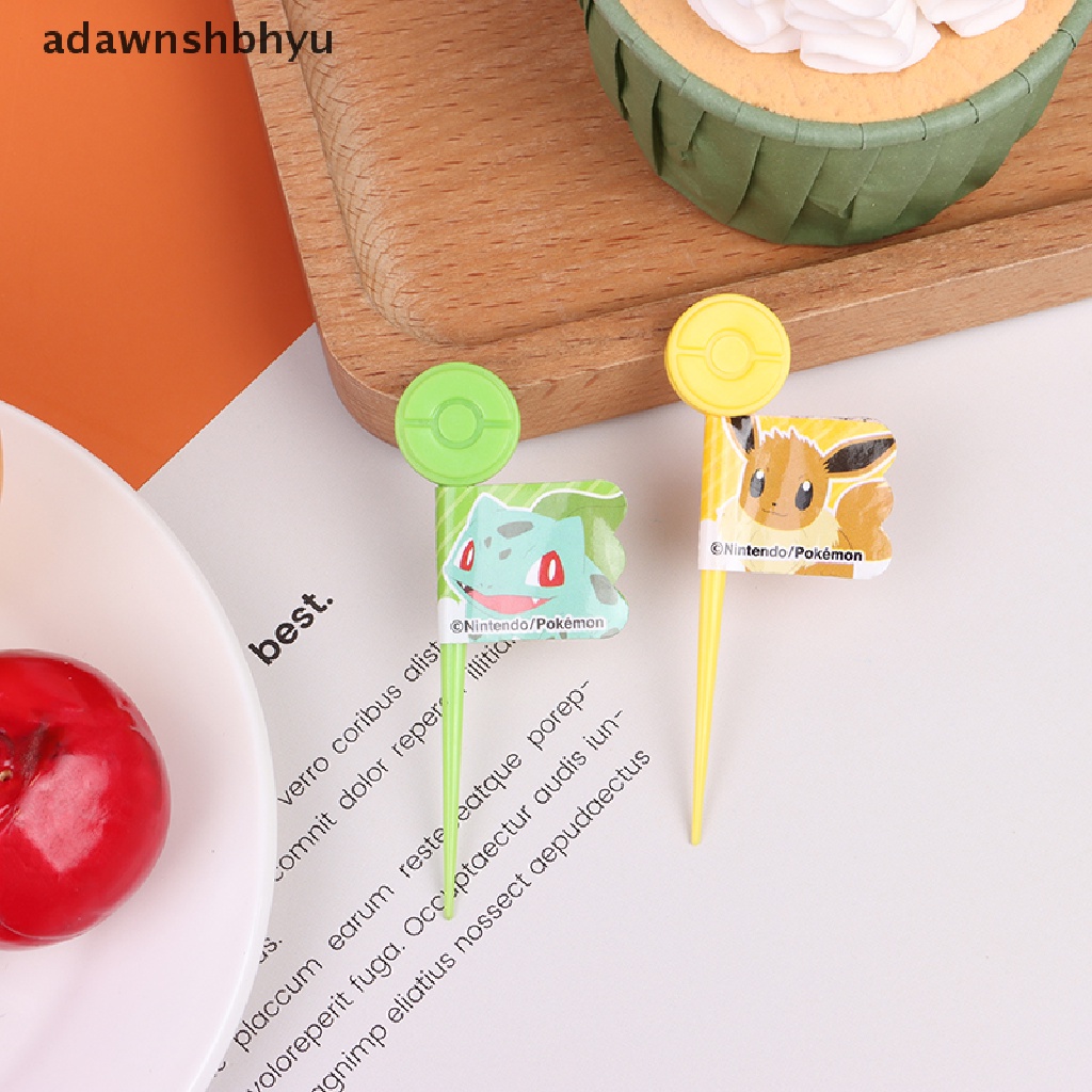 Adawnshbhyu 5Pcs Pokeball Garpu Buah Snack Kue Dessert Makanan Tusuk Gigi Bento Lunches Decor ID