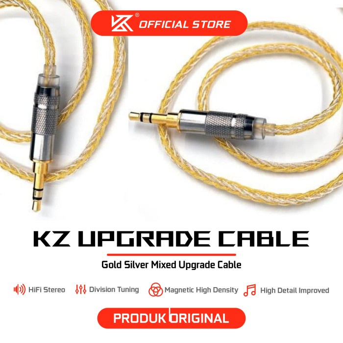 Kz Earphones Gold Silver Mixed Upgrade Cable
