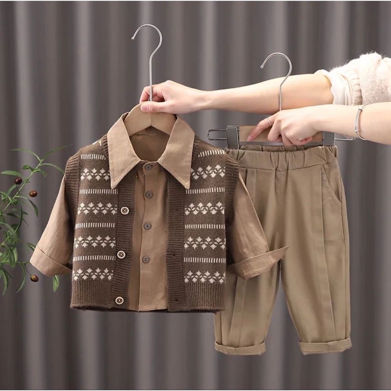 NEW TRENDY SETELAN 3 IN 1 KEMEJA RAJUT BAYI ANAK (UNISEX) MOTIF RAJUT ZAKY USIA 6 BULAN-5 TAHUN BEST QUALITY TERBARU TERMURAH/ FASHION TRENDY SETELAN 3 IN 1 KEMEJA RAJUT BAYI ANAK LAKI-LAKI/ BEST FASHION SETELAN 3 IN 1 KEMEJA RAJUT BAYI ANAK PEREMPUAN