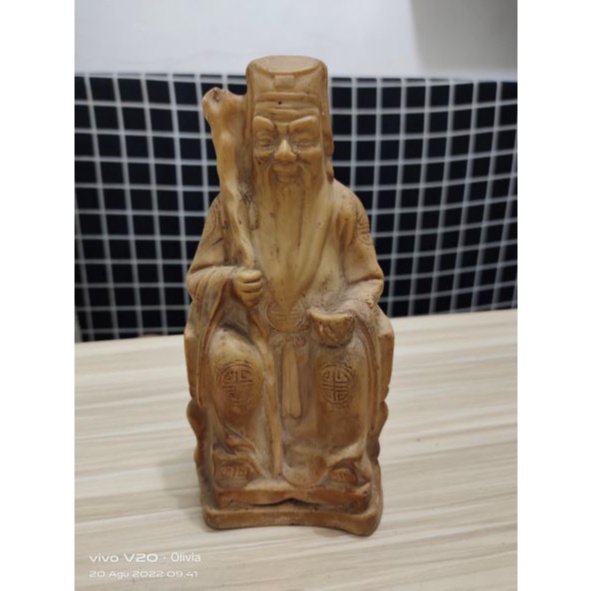 Patung Dewa Bumi Te Cu Kong Fiber Tua Kuno Jadul Antik