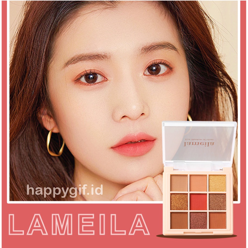 LAMEILA 9 Colors New Eyeshadow Free Kuas Pallete Waterproof LA209 5194