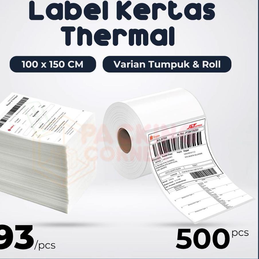 

66E✿ Kertas Label Thermal Bare 100 x 150 100x150 Stiker Sticker A6 500pcs TERBAIK
