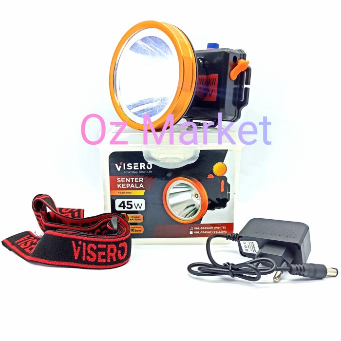 Headlamp Senter Kepala Head Lamp 45 W Visero Vhl 5345 Cahaya Putih 45 Watt