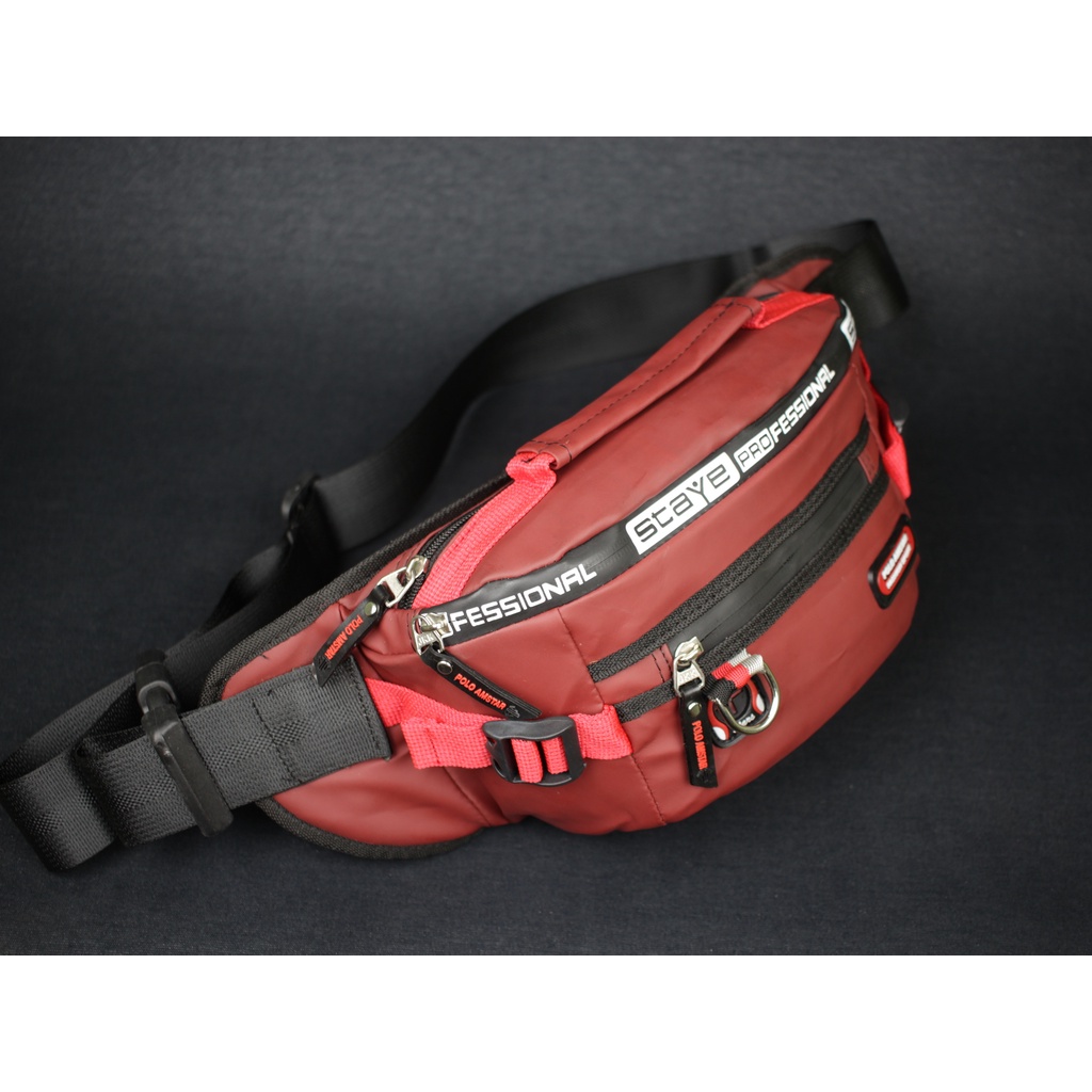 TAS SELEMPANG PRIA WATERPROOF POLO AMSTAR WAISTBAG TAS PINGGANG ANTI AIR