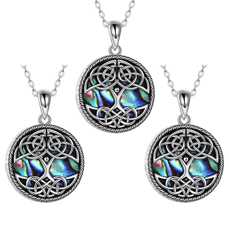 Pohon Kehidupan Guci Kalung Untuk Abu Sterling Silver Abalone Shell Cremation Memorial Perhiasan Wanita Pria