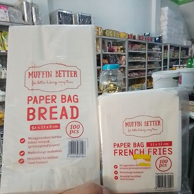 Paper Bag / Kantong Kertas Merk Muffin Better (100 Pcs) - Bread