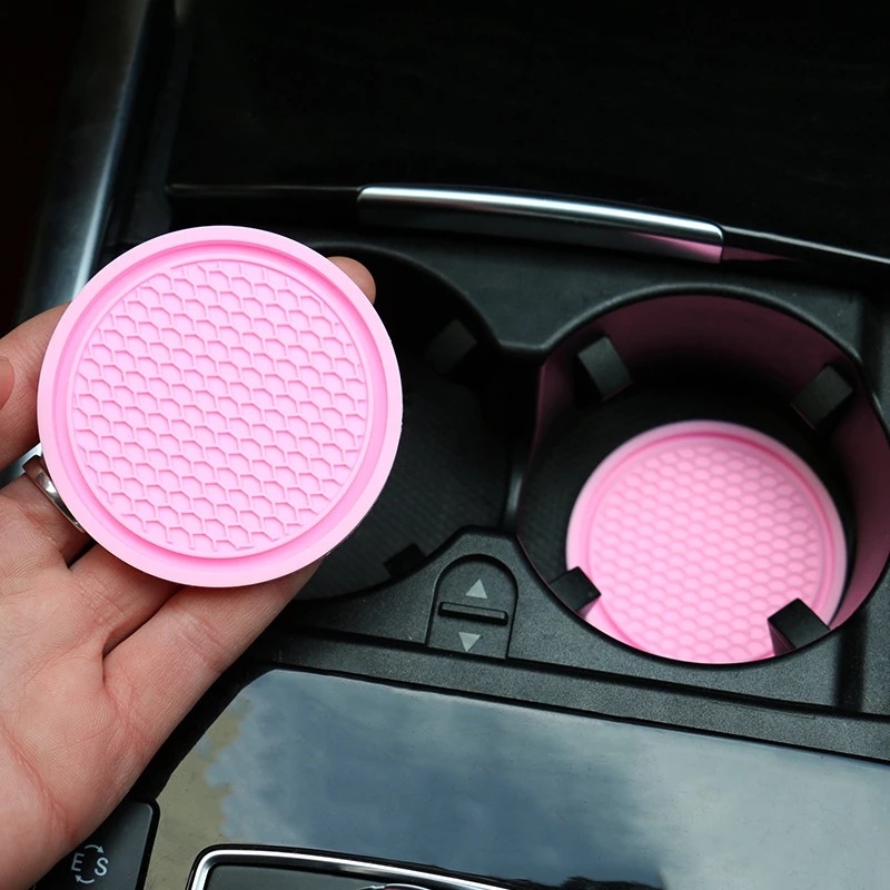 High Quality Silicone Round Anti-slip Car Coaster/Alas Cangkir Peredam Panas Otomotif Tahan Lama Lembut/Pad Mug Hias Interior Kendaraan