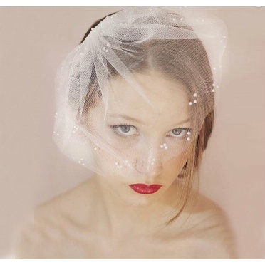 New 2022 Vintage Tulle Pearls Bridal Hats Hair Face Veil Hair-Fascinators Headpiece Party Birdcage V